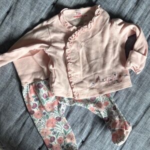 Magnetic me Pink Ruffled Baby Outfit with Floral Pants